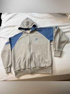 Vintage 80s Nike Blue Full Zipper Hoodies Mens Medium
